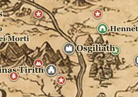 Osgiliath sulla mappa della Terra di Mezzo
