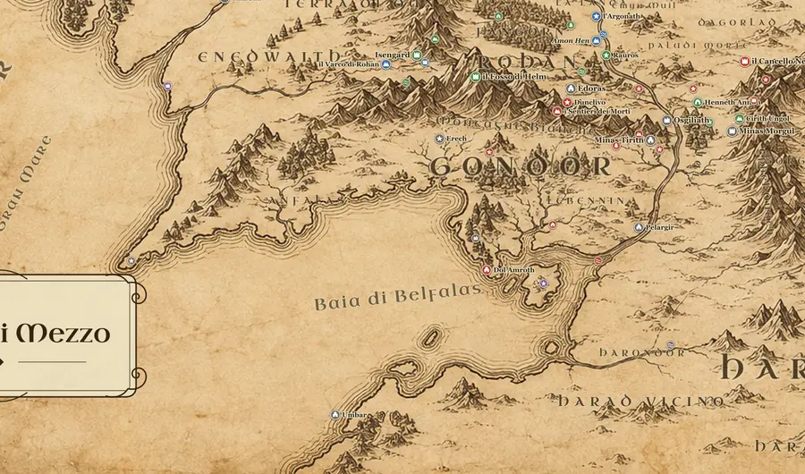 Gondor sulla mappa della Terra di Mezzo