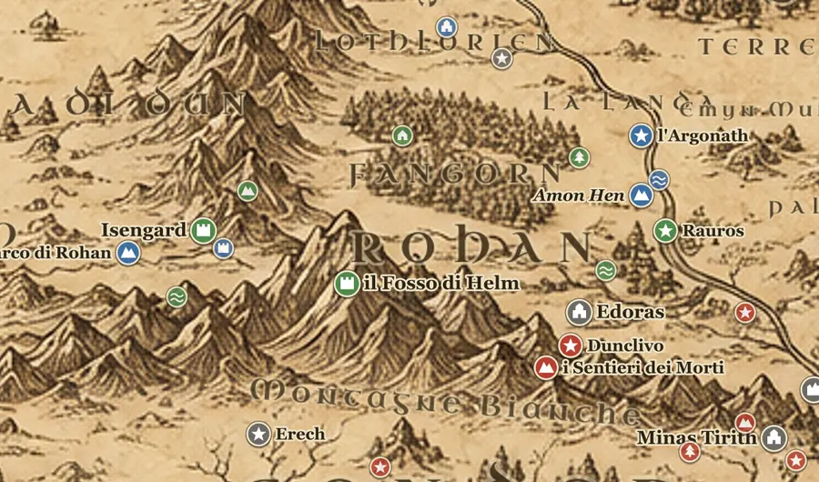 Rohan sulla mappa della Terra di Mezzo