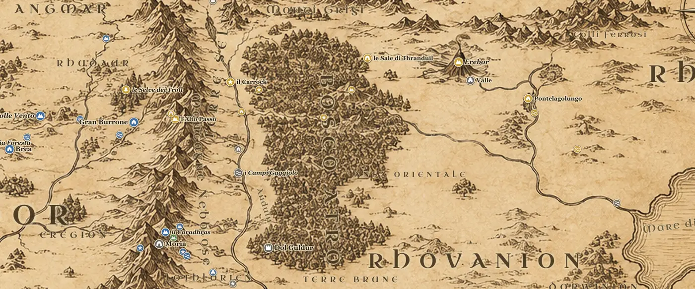 Bosco Atro sulla mappa della Terra di Mezzo