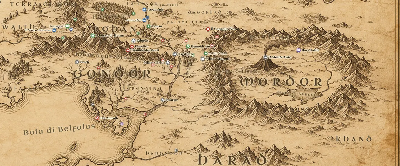 Mordor sulla mappa della Terra di Mezzo