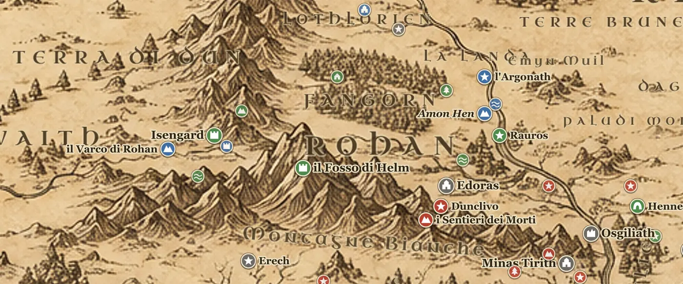 Rohan sulla mappa della Terra di Mezzo