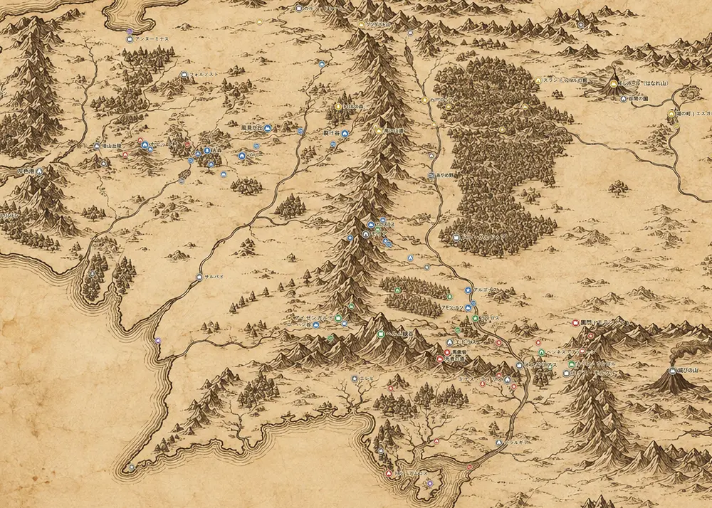 中つ国の地図上の滅びの山への道