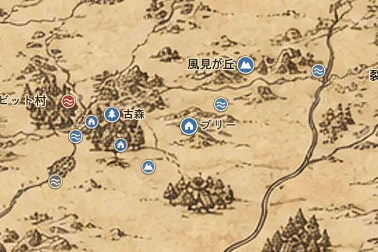 中つ国の地図上のブリー
