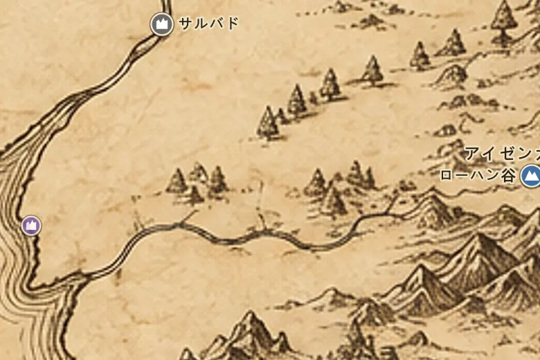 中つ国の地図上のエネドワイス