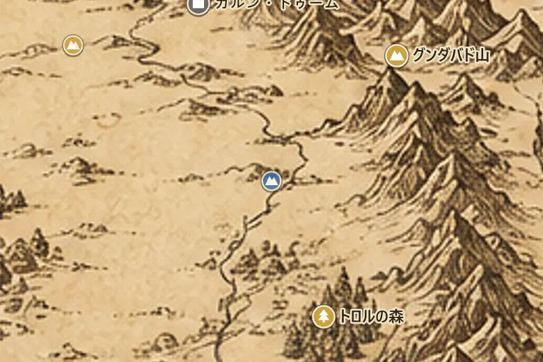 中つ国の地図上のエテン高地