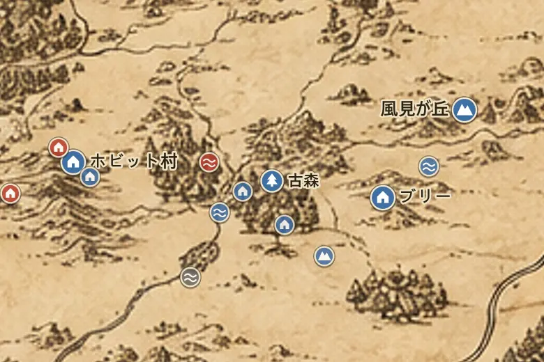 中つ国の地図上の古森
