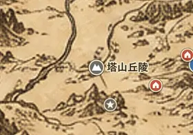 中つ国の地図上の塔山丘陵