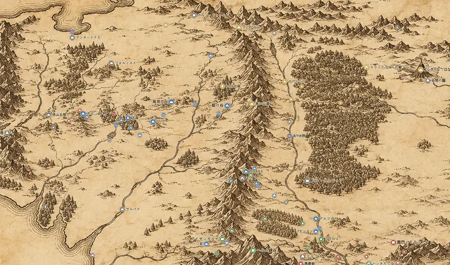 中つ国の地図上の霧ふり山脈