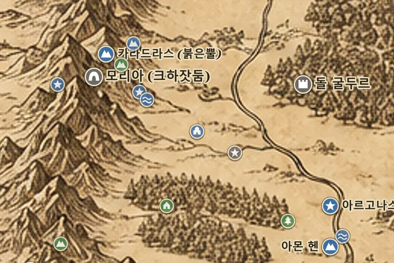 중간계 지도 속 카라스 갈라돈