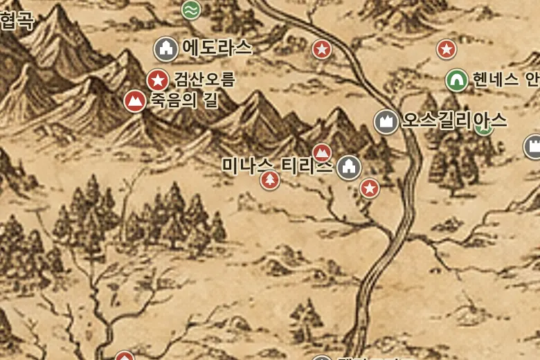 중간계 지도 속 드루아단 숲