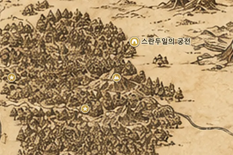 중간계 지도 속 어둠숲 산맥