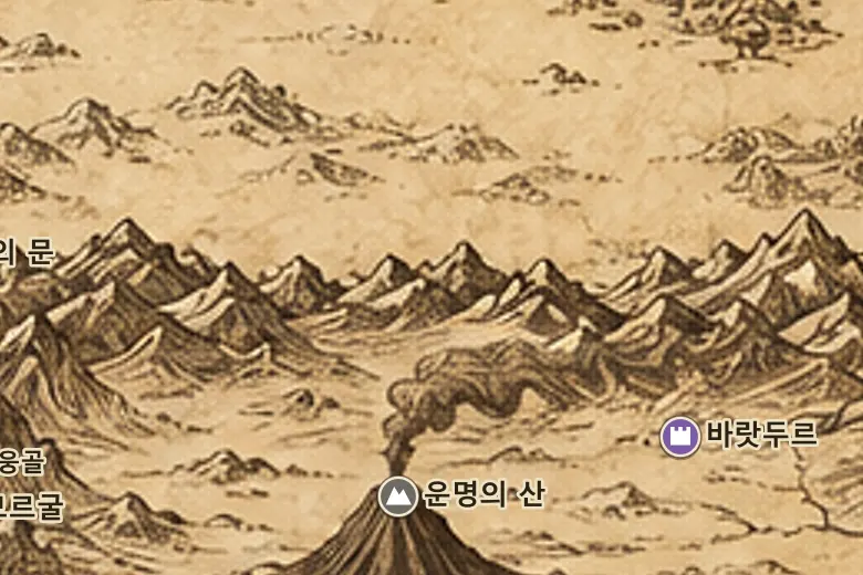 중간계 지도 속 에레드 리수이 (잿빛산맥)