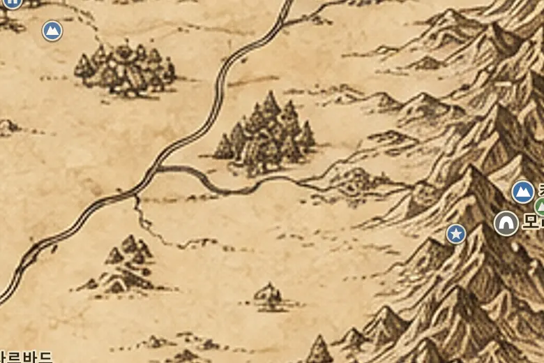 중간계 지도 속 에레기온 (호랑가시나무땅)