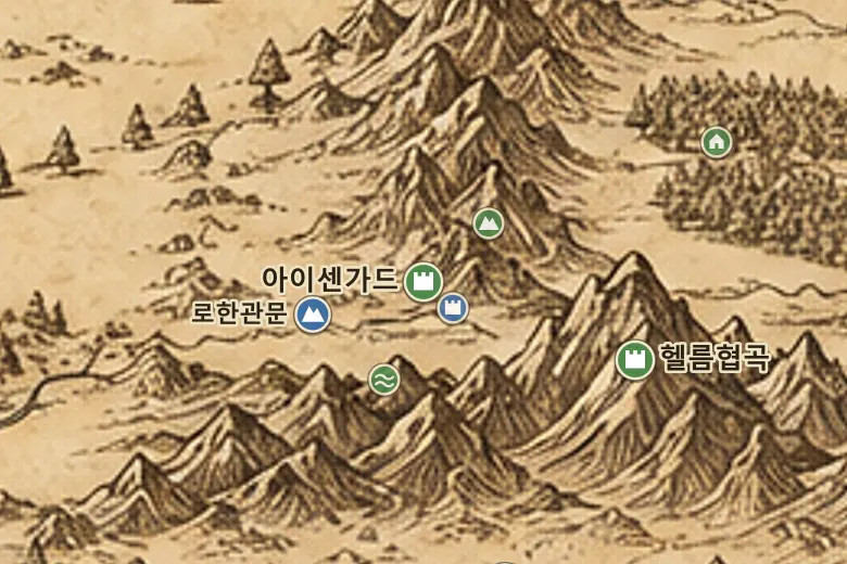 중간계 지도 속 아이센가드