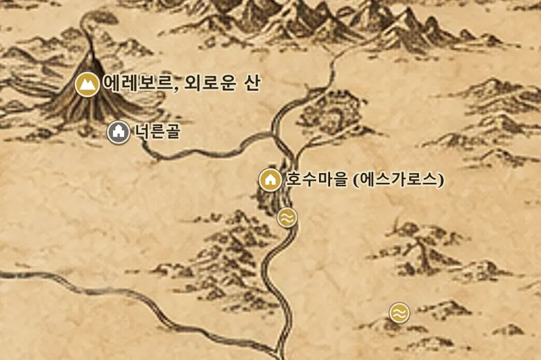 중간계 지도 속 호수마을 (에스가로스)