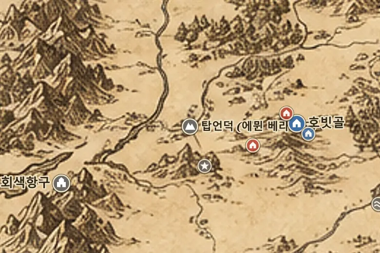중간계 지도 속 탑언덕 (에뮌 베라이드)