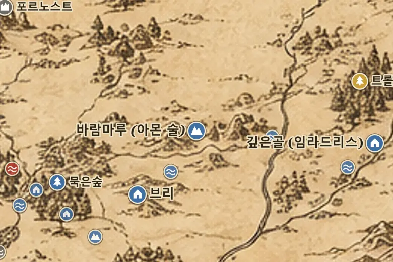 중간계 지도 속 바람마루 (아몬 술)