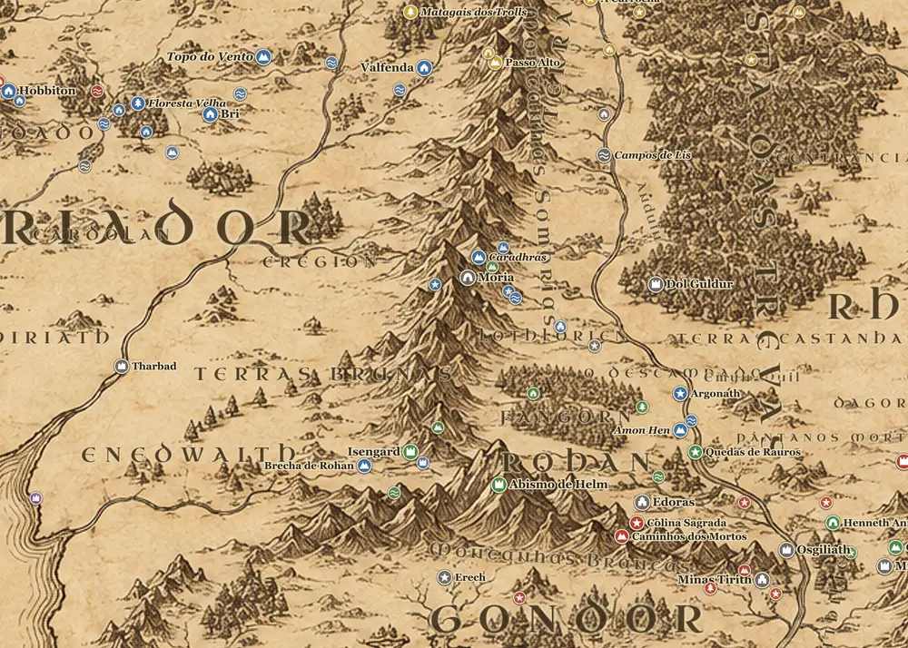 A jornada de Boromir no mapa da Terra-média