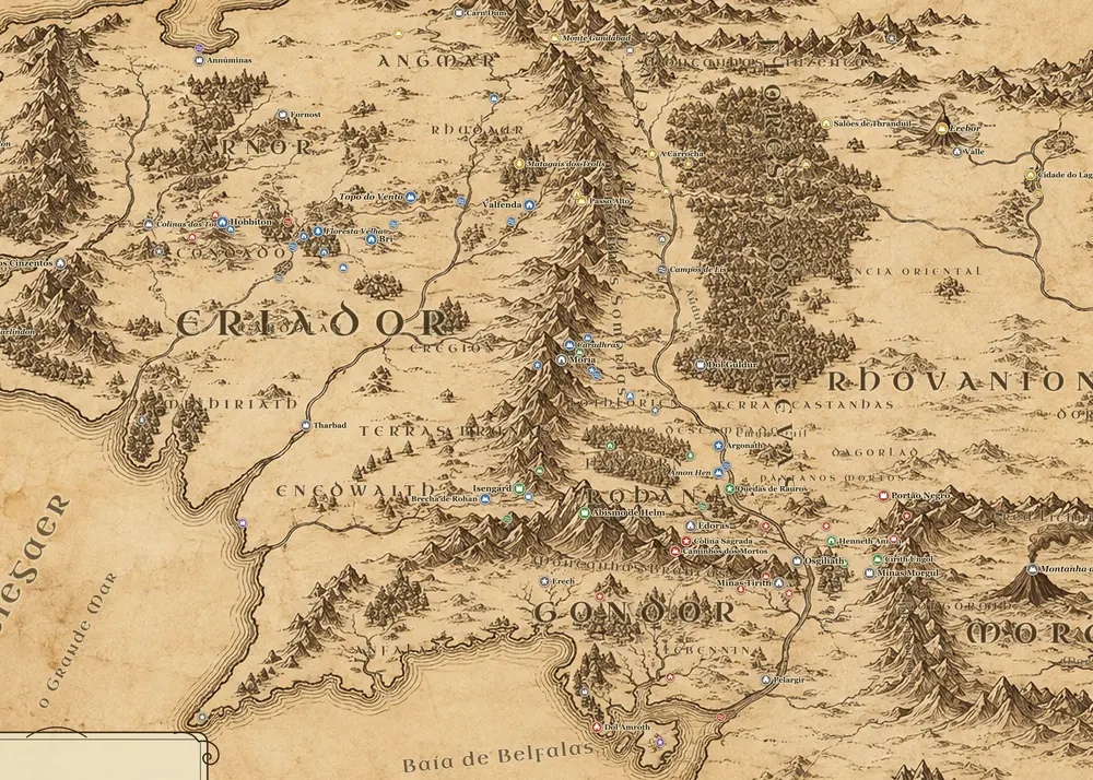 A jornada de Frodo no mapa da Terra-média