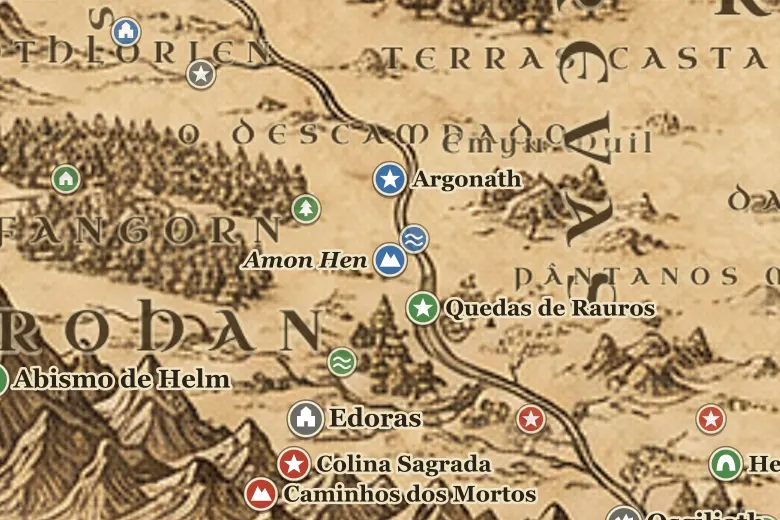Amon Hen no mapa da Terra-média