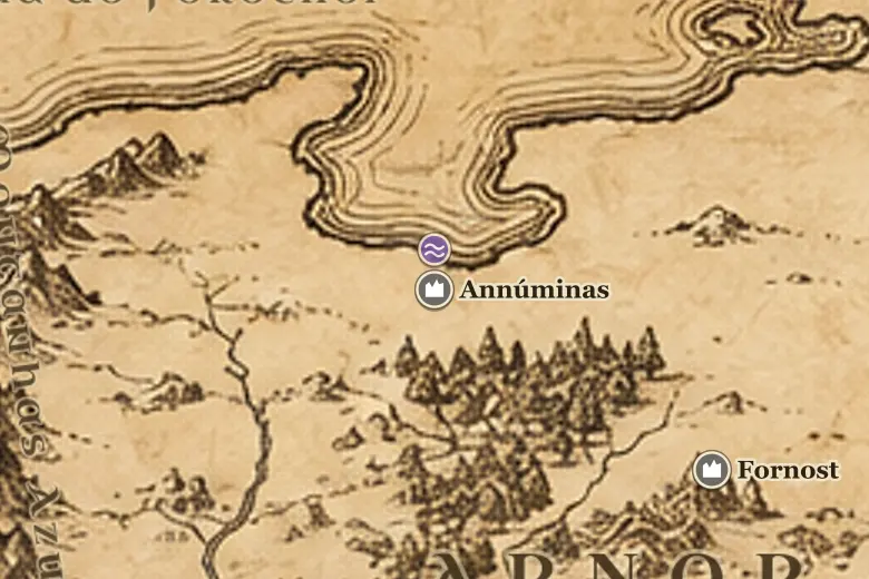 Annúminas no mapa da Terra-média