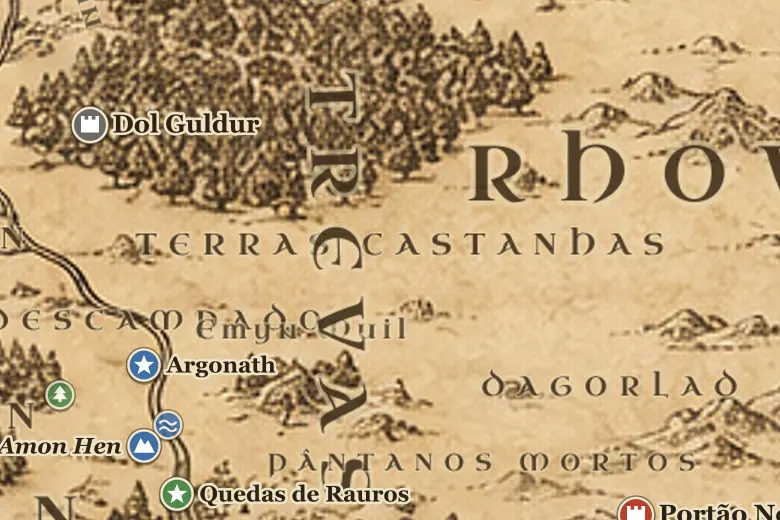 Terras Castanhas no mapa da Terra-média