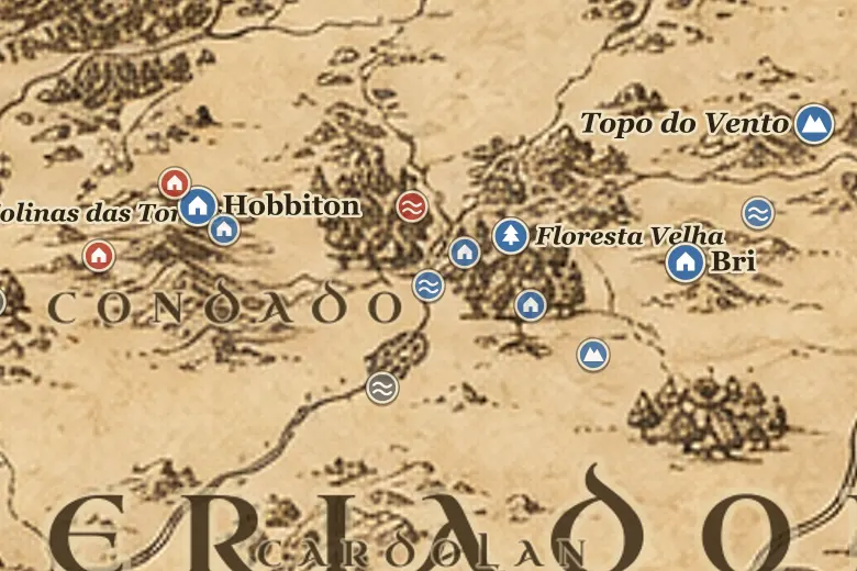 Balsa de Bucklebury no mapa da Terra-média