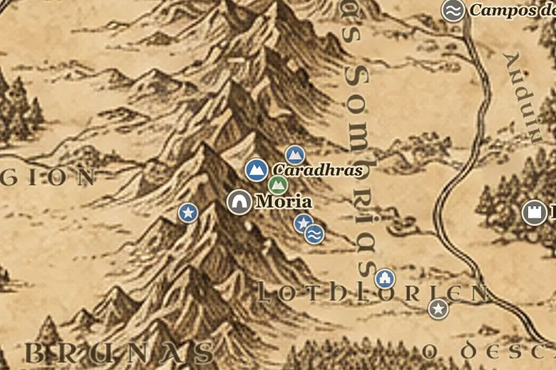 Celebdil no mapa da Terra-média