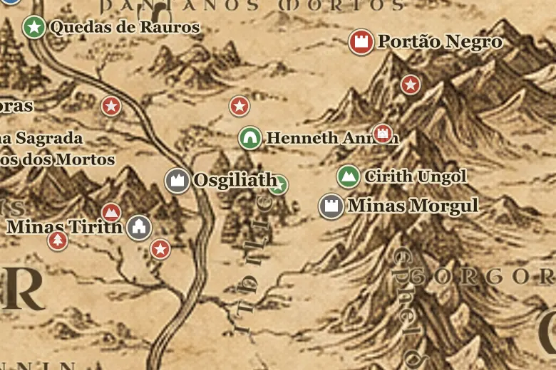 A Encruzilhada no mapa da Terra-média