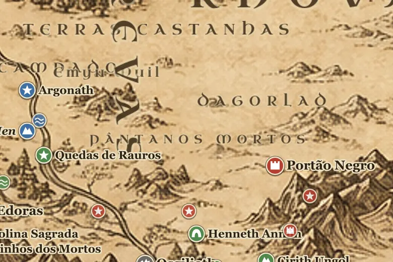 Pântanos Mortos no mapa da Terra-média