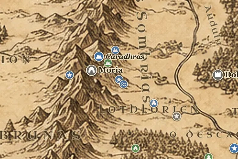 Vale do Riacho Escuro no mapa da Terra-média