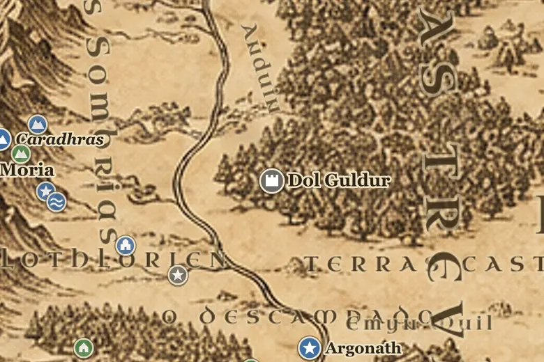 Dol Guldur no mapa da Terra-média