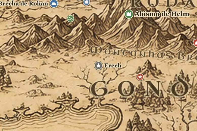Erech no mapa da Terra-média