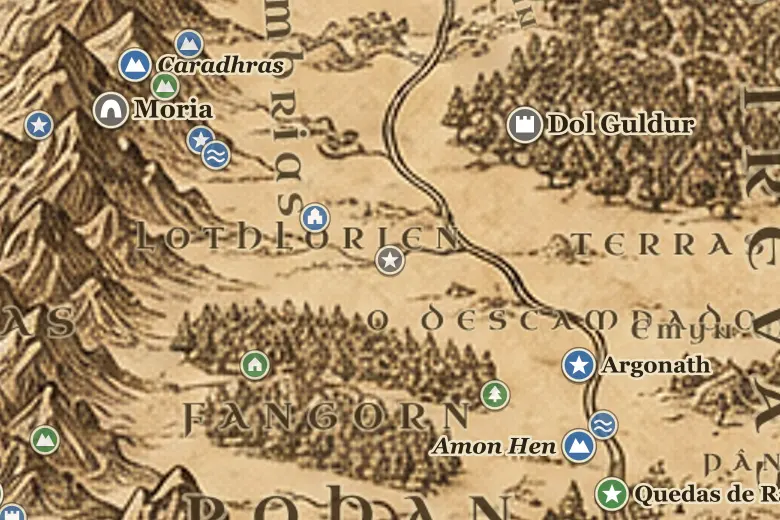 Campo de Celebrant no mapa da Terra-média