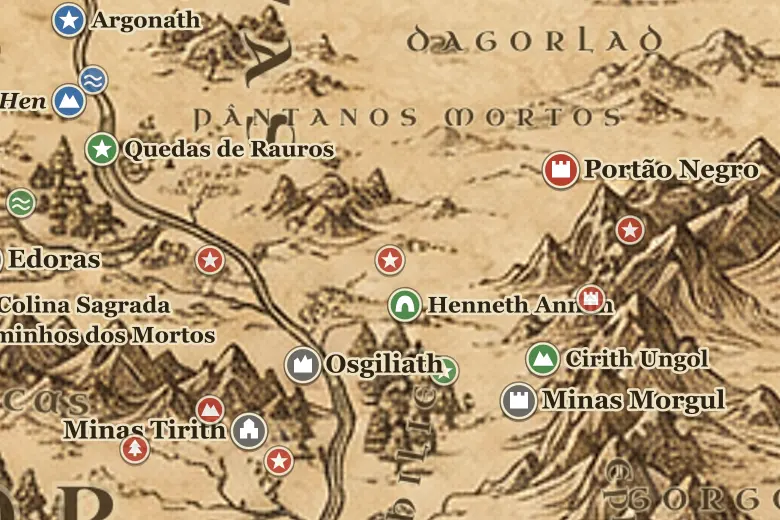 Campo de Cormallen no mapa da Terra-média