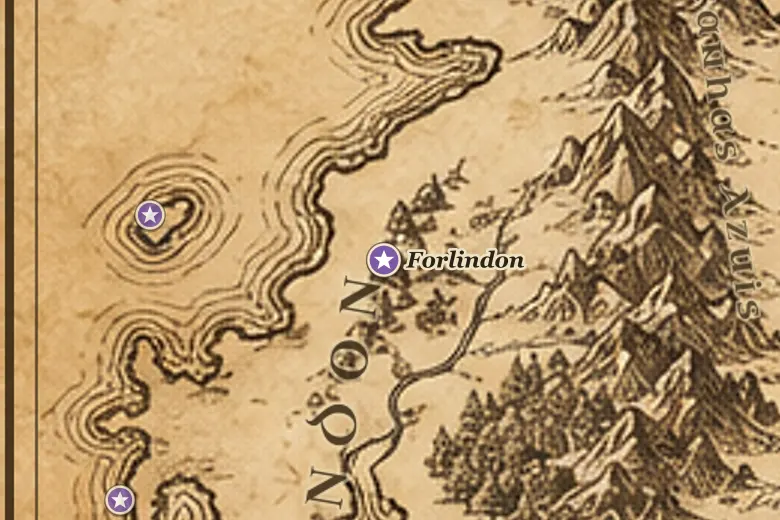 Forlindon no mapa da Terra-média
