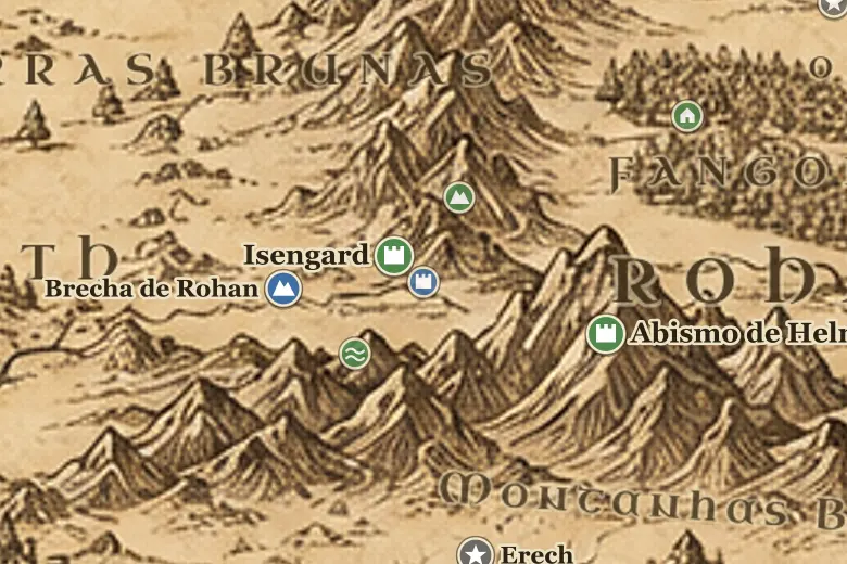 Orthanc no mapa da Terra-média