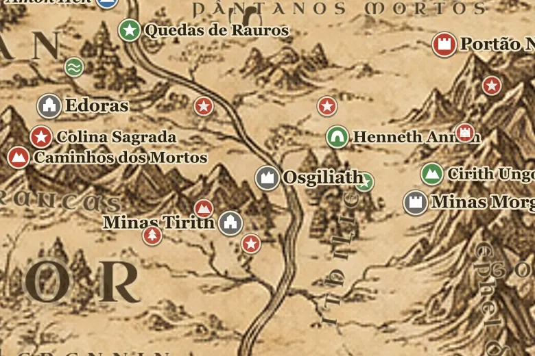 Osgiliath no mapa da Terra-média