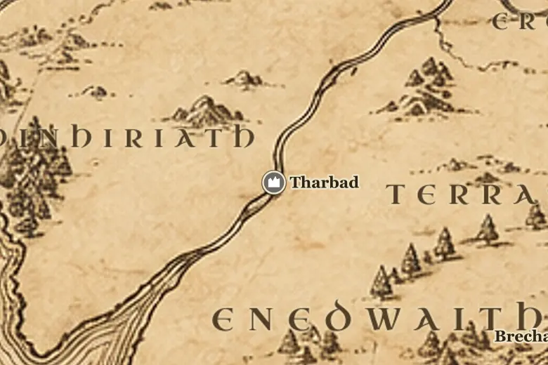 Tharbad no mapa da Terra-média