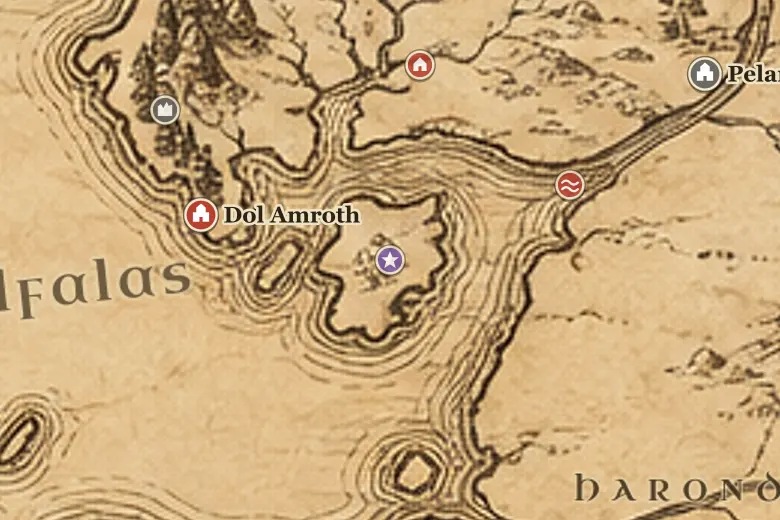Tolfalas no mapa da Terra-média