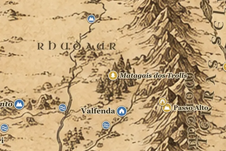 Matagais dos Trolls no mapa da Terra-média