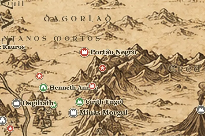 Udûn no mapa da Terra-média