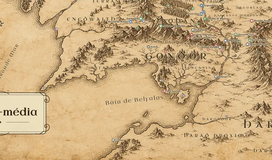 Gondor no mapa da Terra-média