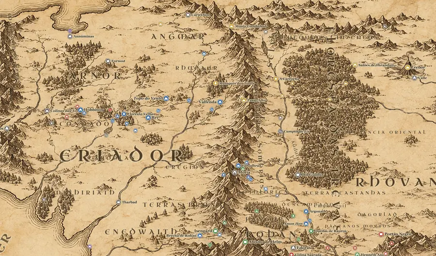 Montanhas Sombrias no mapa da Terra-média