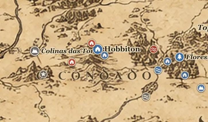 O Condado no mapa da Terra-média