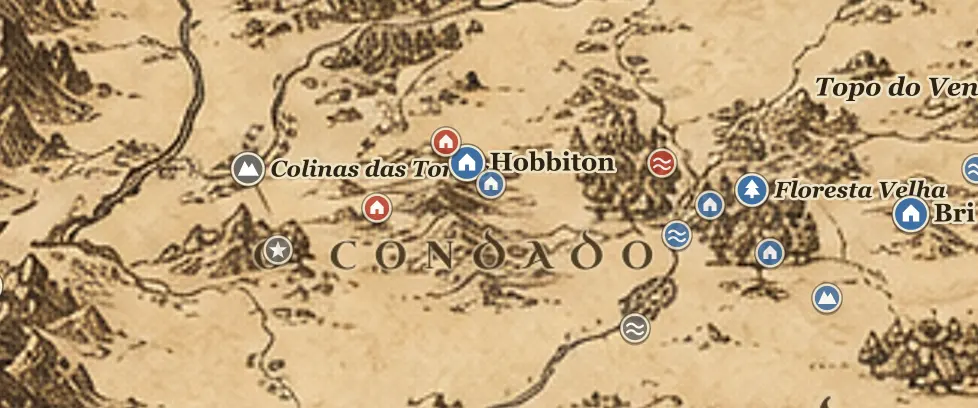 O Condado no mapa da Terra-média