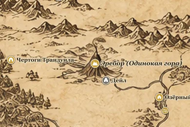 Эребор (Одинокая гора) на карте Средиземья