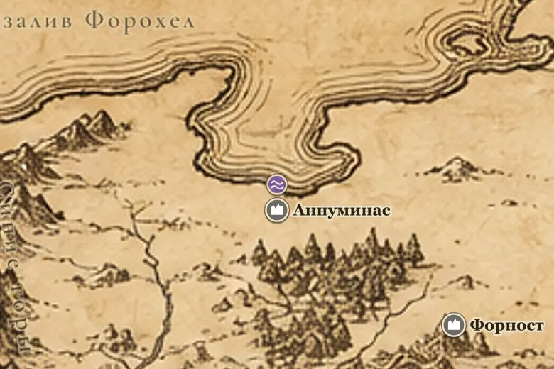 Озеро Эвендим на карте Средиземья