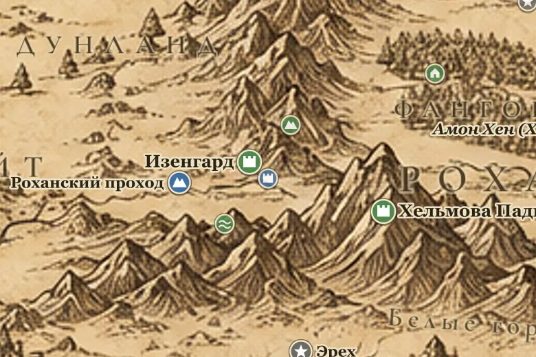 Ортханк на карте Средиземья